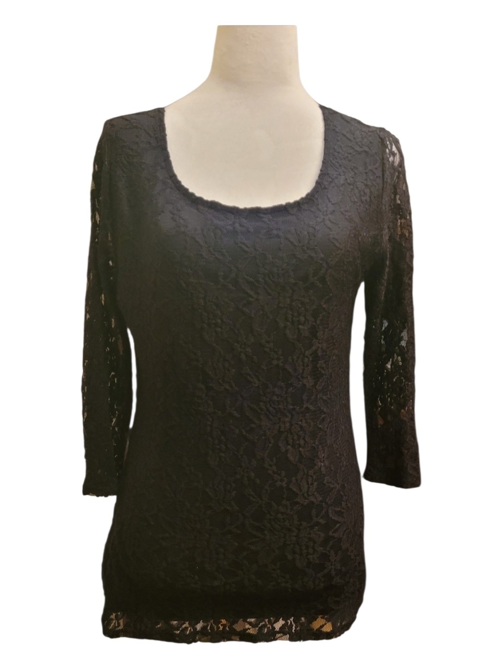 🥳6/$25!🥳 Eclipse Black Floral Lace Scoop Neck Blouse